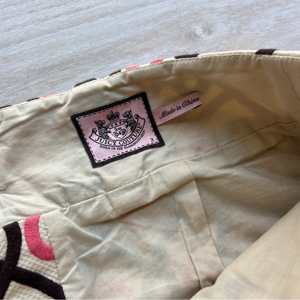 Juicy Couture Pink and Brown Embroidered Mini Skirt - Picture 4 of 6
